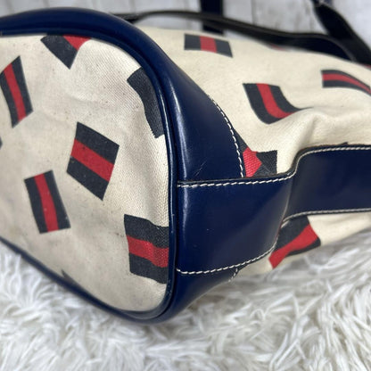 GUCCI Tote bag Purse handbag GG logo Sherry line Old Gucci Canvas Leather Auth