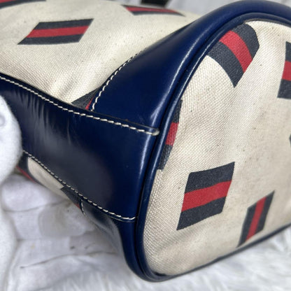 GUCCI Tote bag Purse handbag GG logo Sherry line Old Gucci Canvas Leather Auth