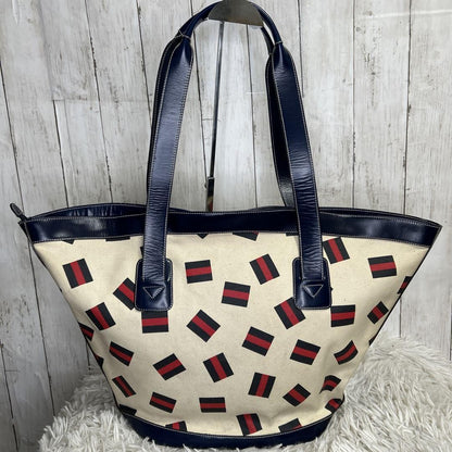 GUCCI Tote bag Purse handbag GG logo Sherry line Old Gucci Canvas Leather Auth