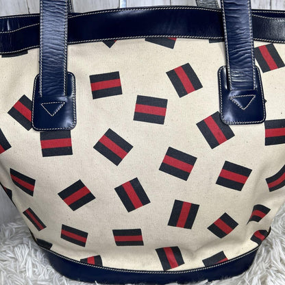 GUCCI Tote bag Purse handbag GG logo Sherry line Old Gucci Canvas Leather Auth