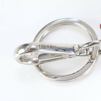 PRADA Key Ring Keychain Bag Charm Robot Leather White Black Authentic