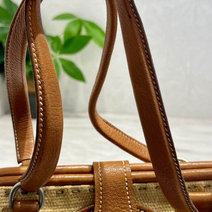 MIU MIU Hand Bag Tote Purse Logo Beige Brown Authentic