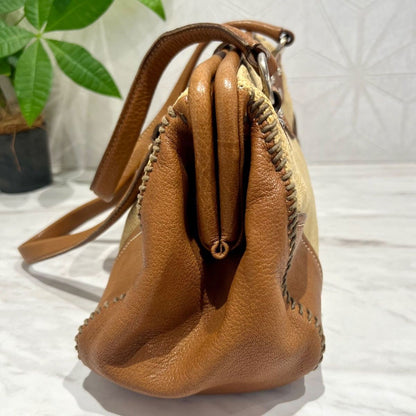 MIU MIU Hand Bag Tote Purse Logo Beige Brown Authentic