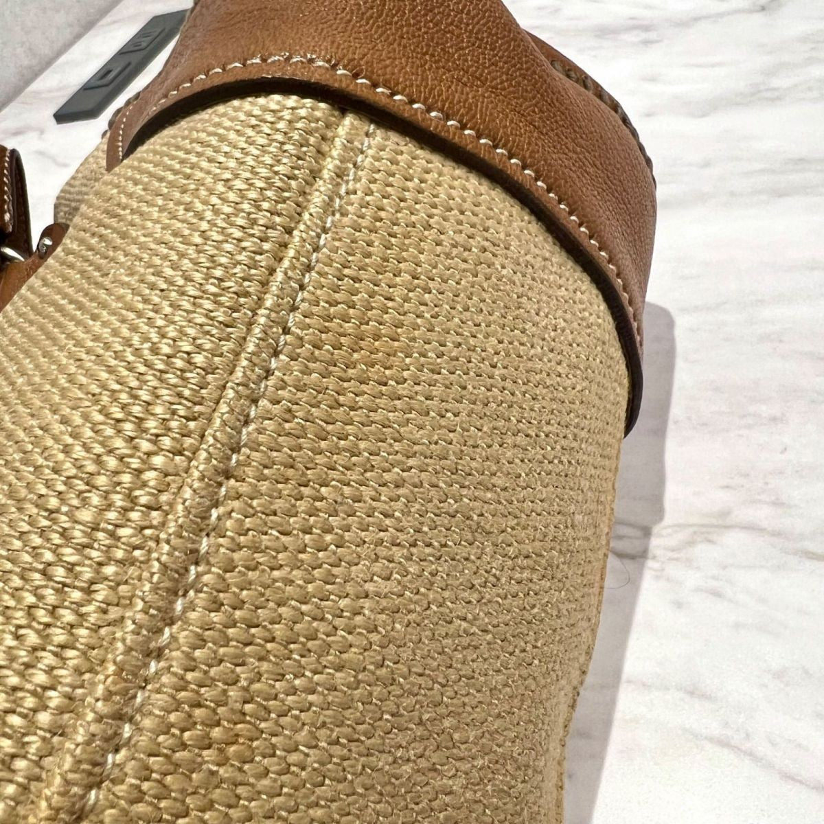 MIU MIU Hand Bag Tote Purse Logo Beige Brown Authentic
