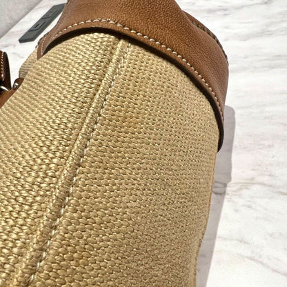 MIU MIU Hand Bag Tote Purse Logo Beige Brown Authentic