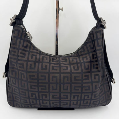 GIVENCHY Shoulder Bag Purse 4G Nylon Leather Brown Authentic