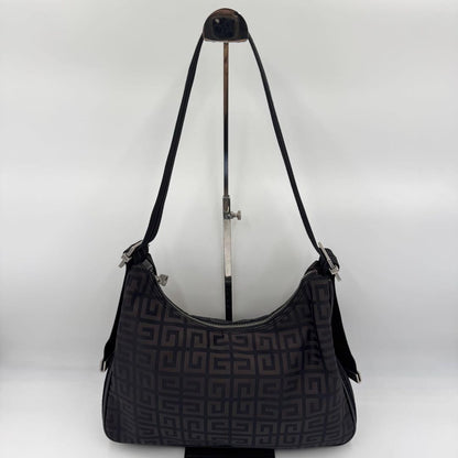 GIVENCHY Shoulder Bag Purse 4G Nylon Leather Brown Authentic