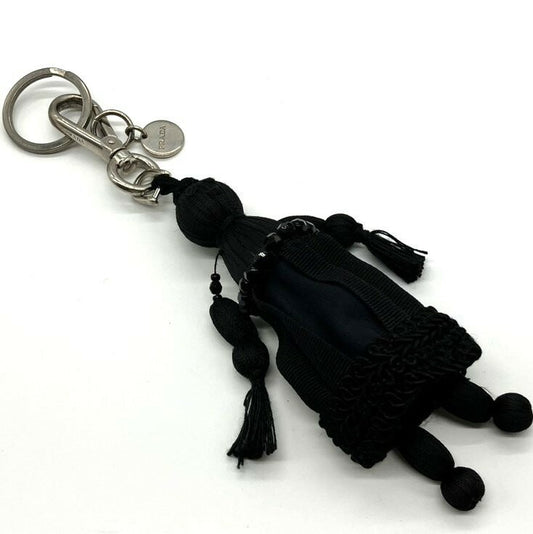 PRADA Key Ring Keychain Bag Charm Dress Doll Black Authentic