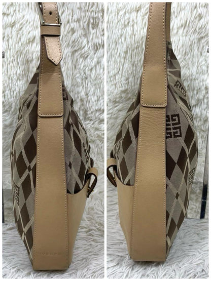 GIVENCHY Shoulder Bag Purse 4G Canvas Leather Brown Beige Authentic