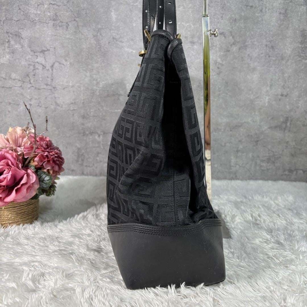 GIVENCHY Hand Bag Tote Purse 4G Leather Canvas Black Authentic