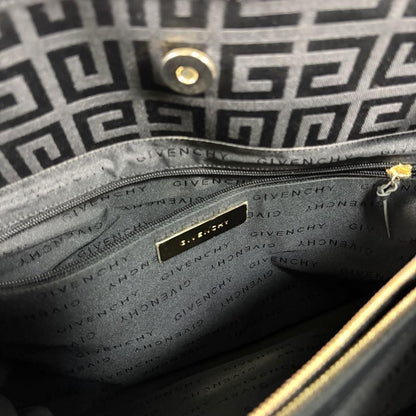 GIVENCHY Hand Bag Tote Purse 4G Leather Canvas Black Authentic