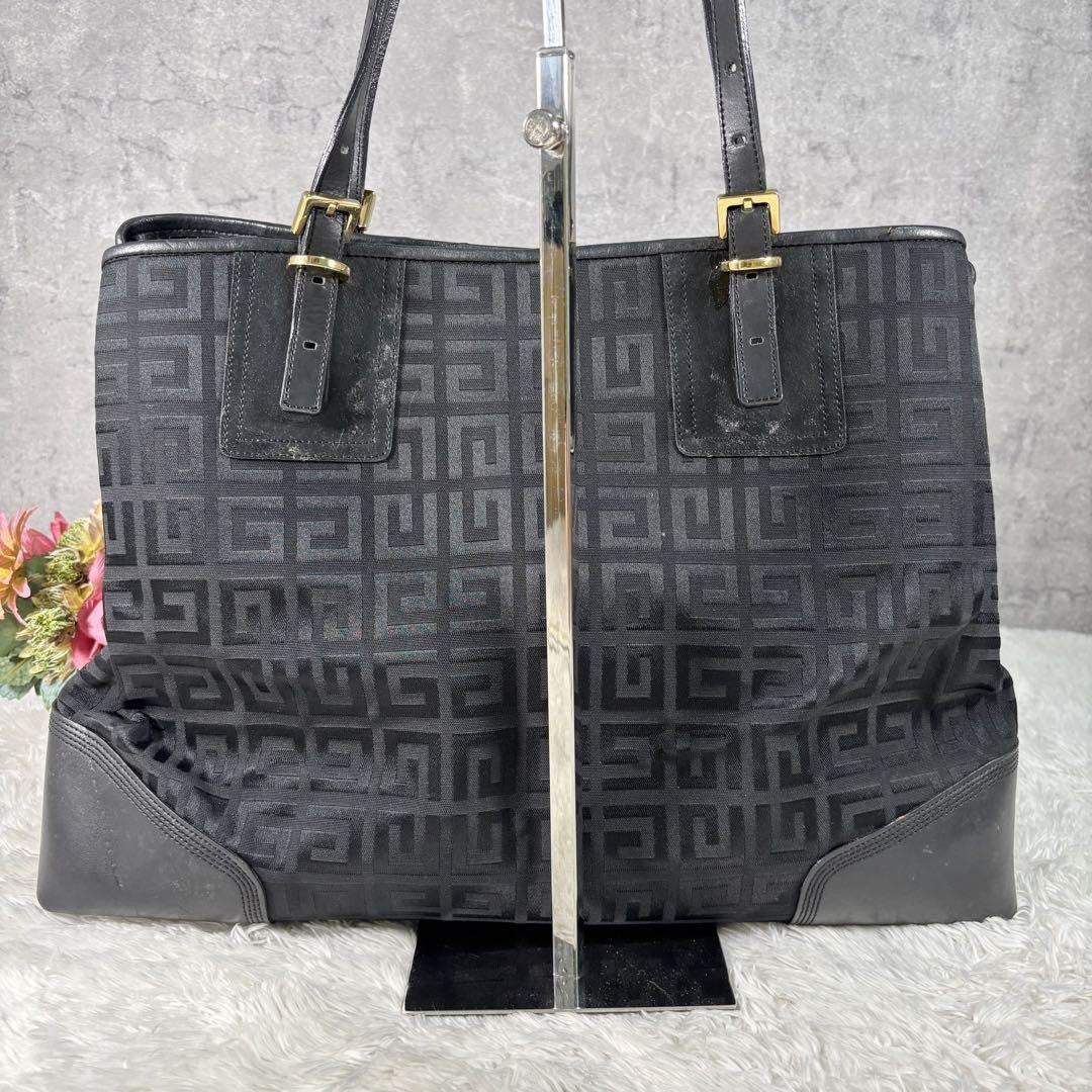 GIVENCHY Hand Bag Tote Purse 4G Leather Canvas Black Authentic