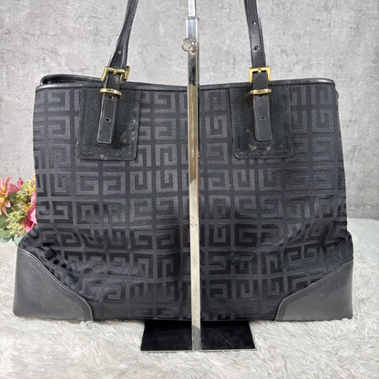 GIVENCHY Hand Bag Tote Purse 4G Leather Canvas Black Authentic