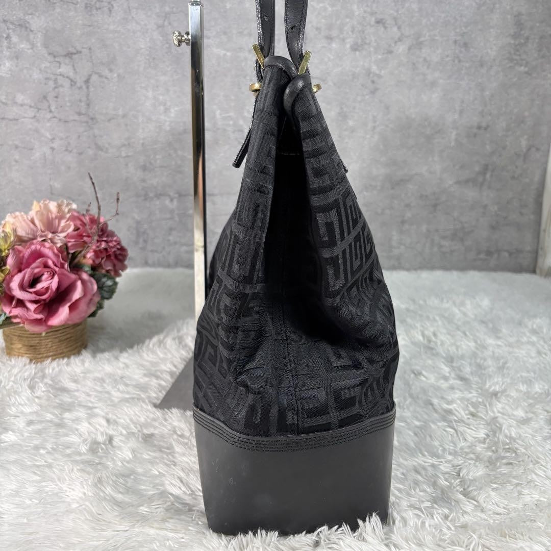 GIVENCHY Hand Bag Tote Purse 4G Leather Canvas Black Authentic