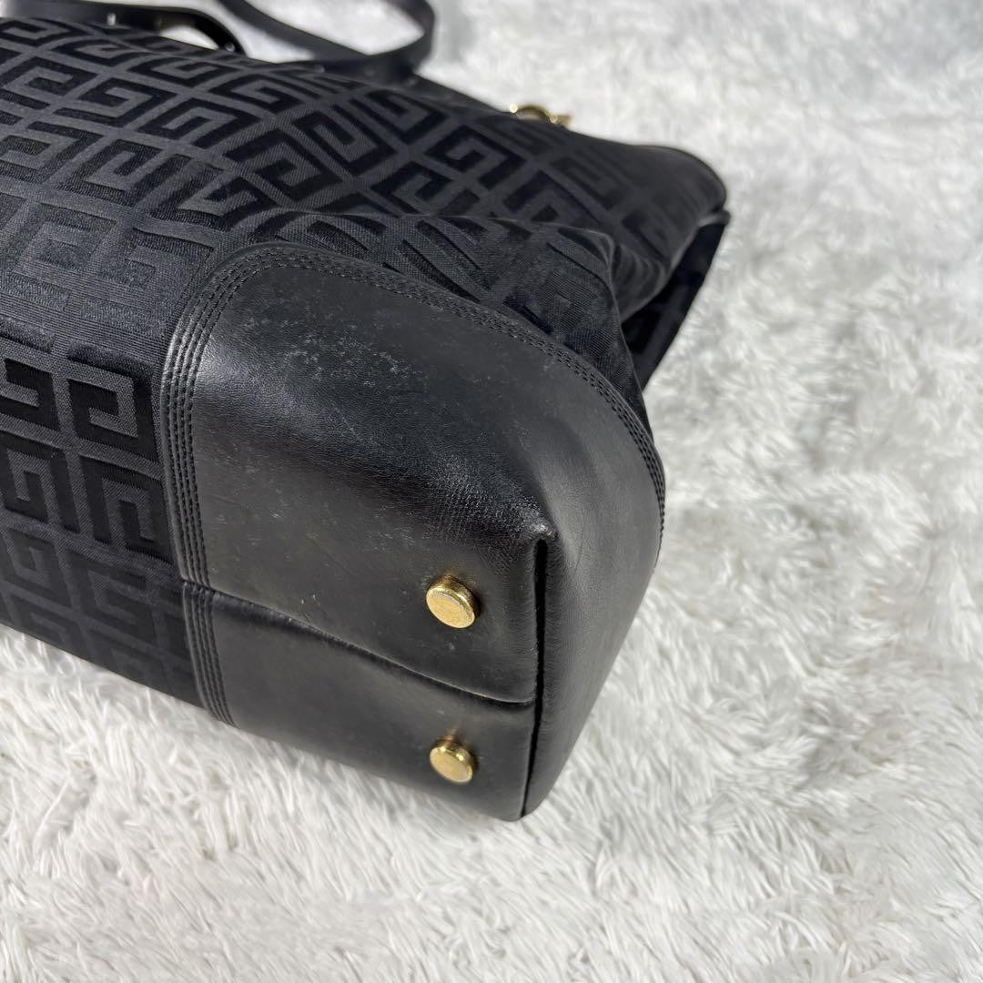 GIVENCHY Hand Bag Tote Purse 4G Leather Canvas Black Authentic