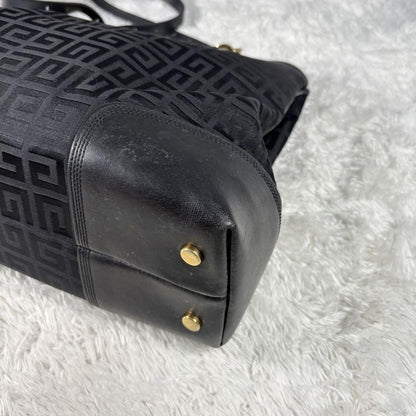 GIVENCHY Hand Bag Tote Purse 4G Leather Canvas Black Authentic