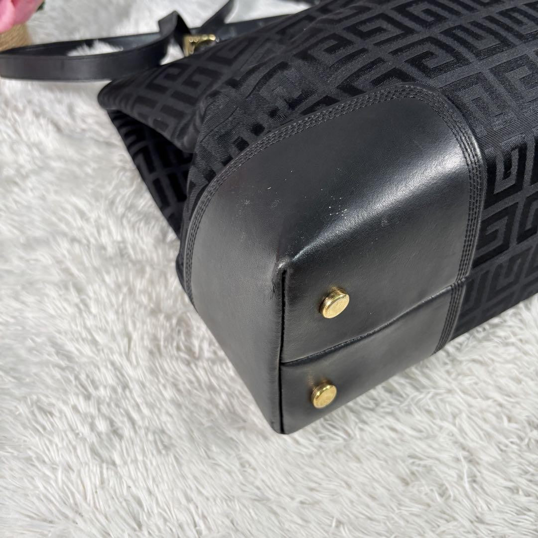 GIVENCHY Hand Bag Tote Purse 4G Leather Canvas Black Authentic