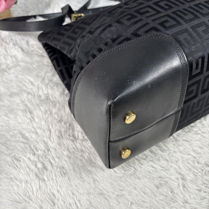 GIVENCHY Hand Bag Tote Purse 4G Leather Canvas Black Authentic