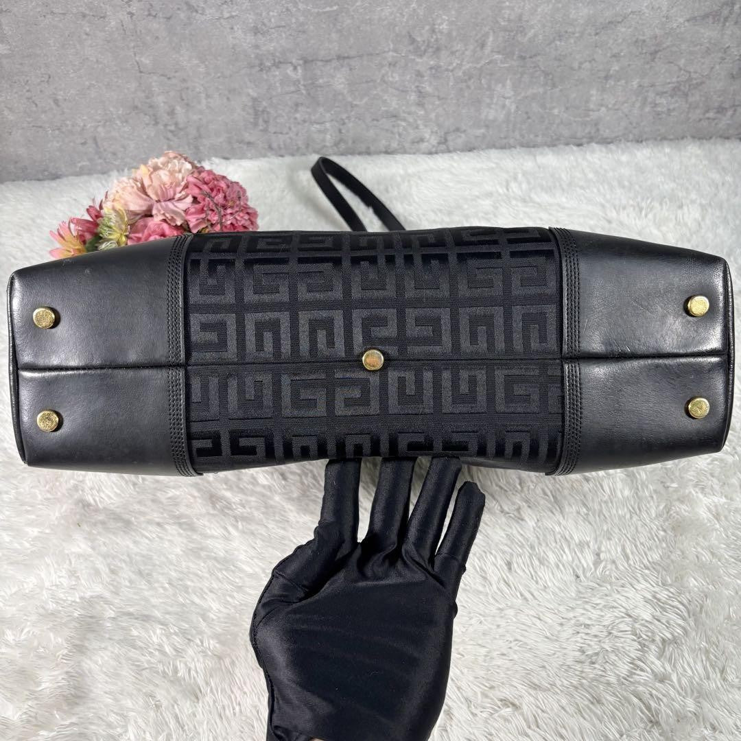 GIVENCHY Hand Bag Tote Purse 4G Leather Canvas Black Authentic