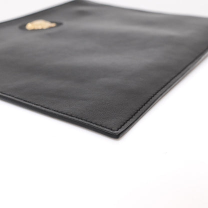 VERSACE Clutch Bag Second Bag Medusa Leather Black Authentic