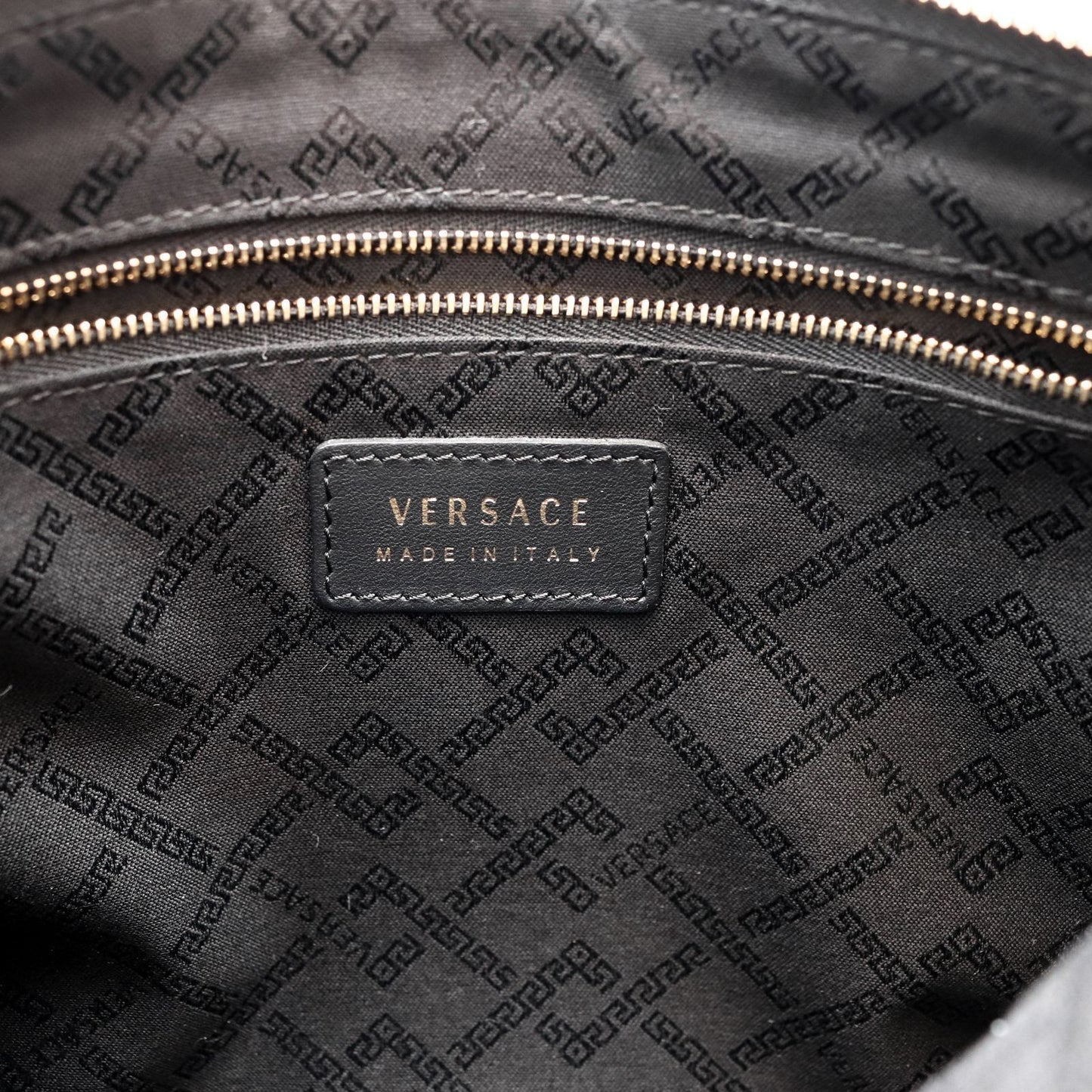 VERSACE Clutch Bag Second Bag Medusa Leather Black Authentic