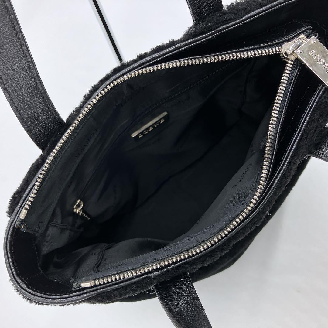 LOEWE Hand Bag Tote Purse Anagram Black Authentic