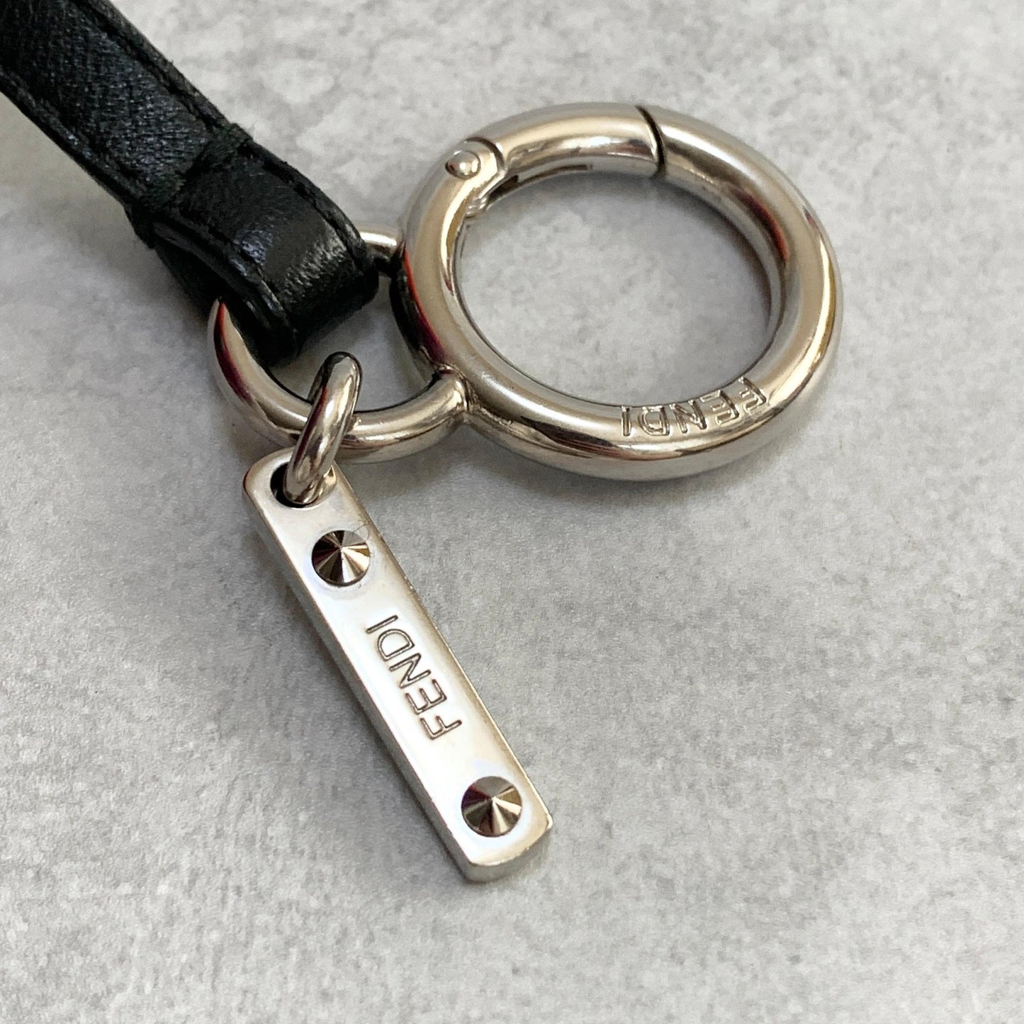 FENDI Bag Charm Monster Key Holder Strap Leather Red With Box Authentic