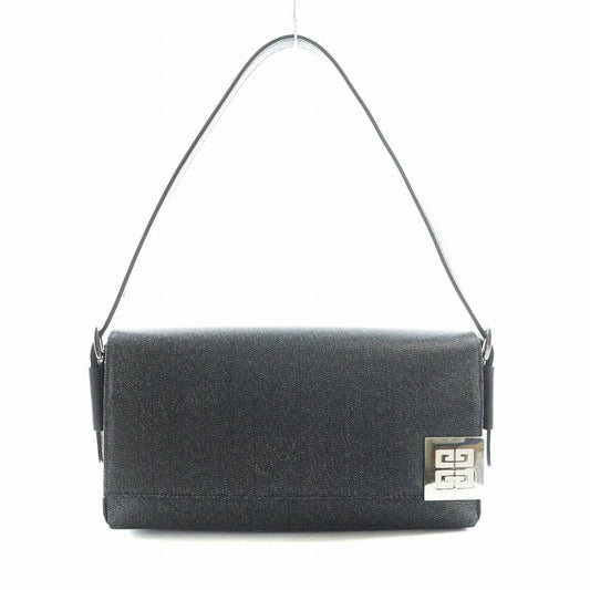 GIVENCHY Hand Bag Tote Purse 4G Nylon Canvas Leather Black Authentic