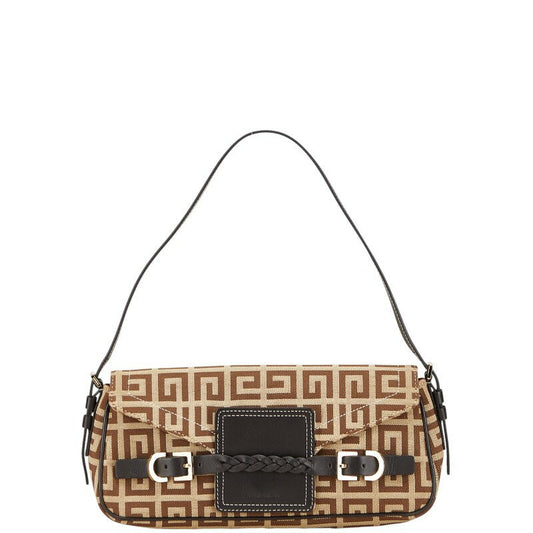 GIVENCHY Hand Bag Tote Purse 4G Canvas Leather Brown Authentic