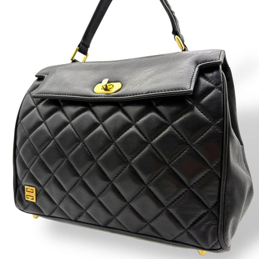 GIVENCHY Hand Bag Tote Purse 4G Leather Black Authentic