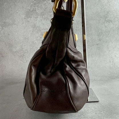 GIVENCHY Hand Shoulder Bag Tote Purse 2way Nightingale 4G Leather Brown Auth
