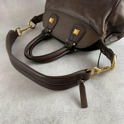 GIVENCHY Hand Shoulder Bag Tote Purse 2way Nightingale 4G Leather Brown Auth