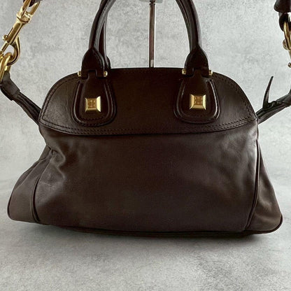 GIVENCHY Hand Shoulder Bag Tote Purse 2way Nightingale 4G Leather Brown Auth