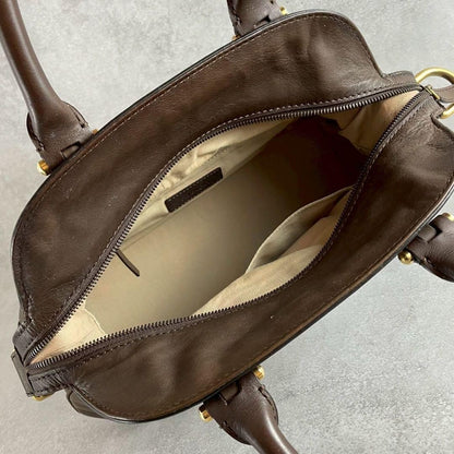 GIVENCHY Hand Shoulder Bag Tote Purse 2way Nightingale 4G Leather Brown Auth