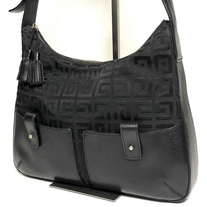 GIVENCHY Shoulder Bag Purse 4G Canvas Leather Black Authentic