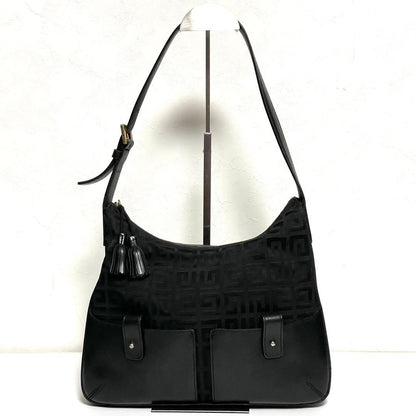GIVENCHY Shoulder Bag Purse 4G Canvas Leather Black Authentic