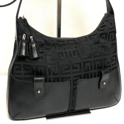 GIVENCHY Shoulder Bag Purse 4G Canvas Leather Black Authentic