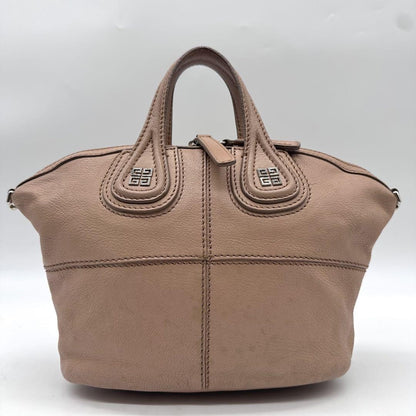 GIVENCHY Hand Shoulder Bag Tote Purse 2way Nightingale 4G Leather Pink Beige