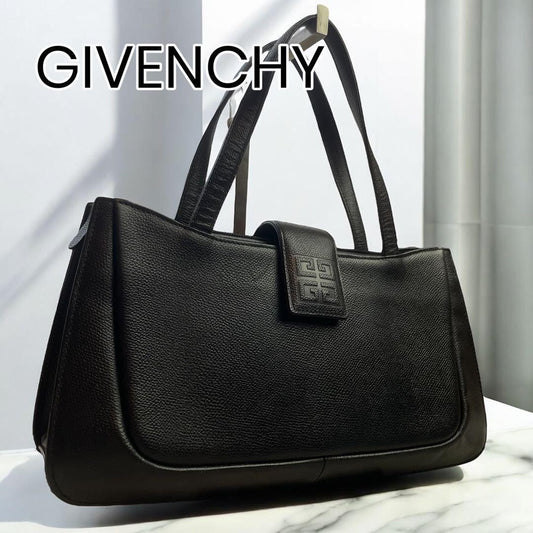 GIVENCHY Hand Bag Tote Purse 4G Leather Black Authentic