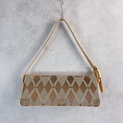 GIVENCHY Shoulder Bag Purse 4G Nylon Leather Beige Authentic