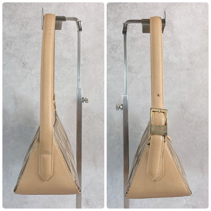 GIVENCHY Shoulder Bag Purse 4G Nylon Leather Beige Authentic