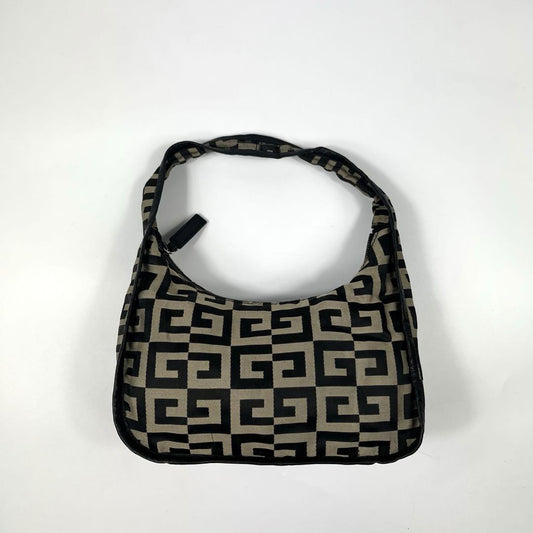 GIVENCHY Accessory Pouch Hand Bag Tote Purse 4G Nylon Gray Black Authentic
