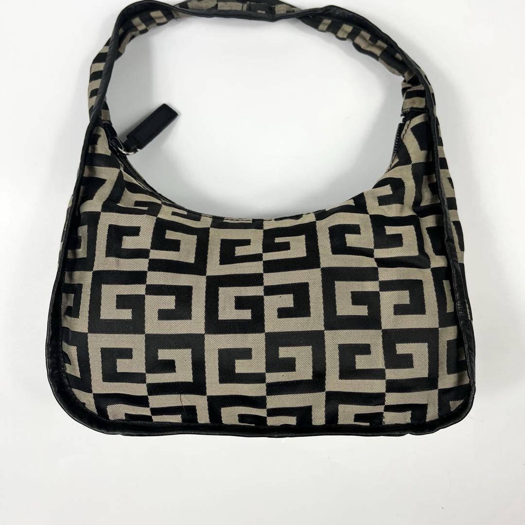 GIVENCHY Accessory Pouch Hand Bag Tote Purse 4G Nylon Gray Black Authentic