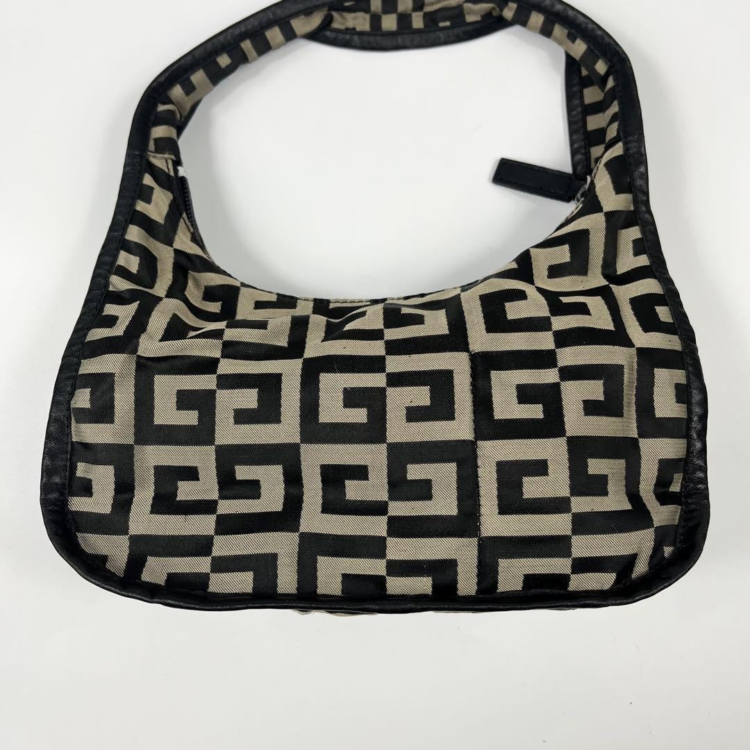 GIVENCHY Accessory Pouch Hand Bag Tote Purse 4G Nylon Gray Black Authentic