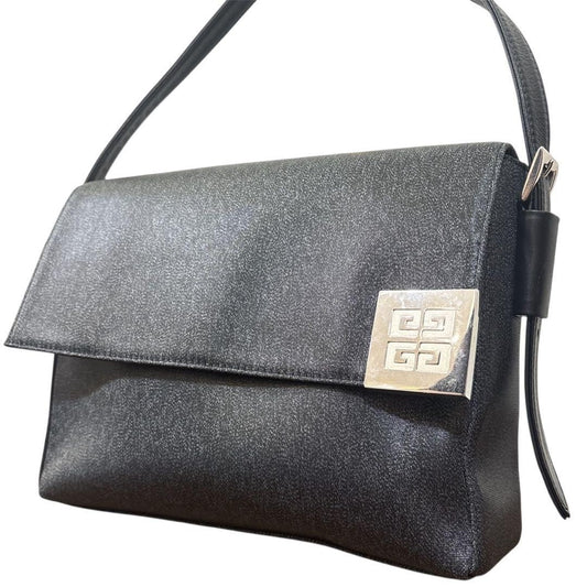 GIVENCHY Hand Bag Tote Purse 4G Leather Canvas Gray Authentic