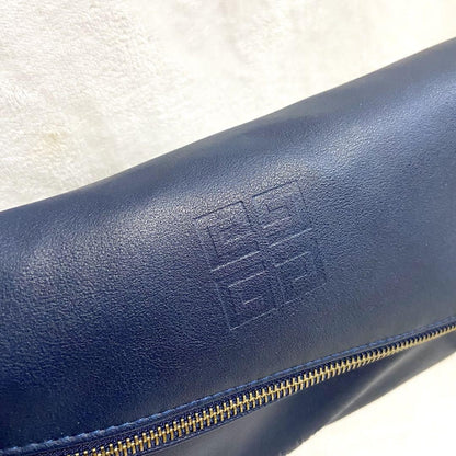 GIVENCHY Shoulder Bag Purse 2way 4G Leather Navy Authentic