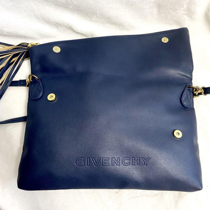 GIVENCHY Shoulder Bag Purse 2way 4G Leather Navy Authentic