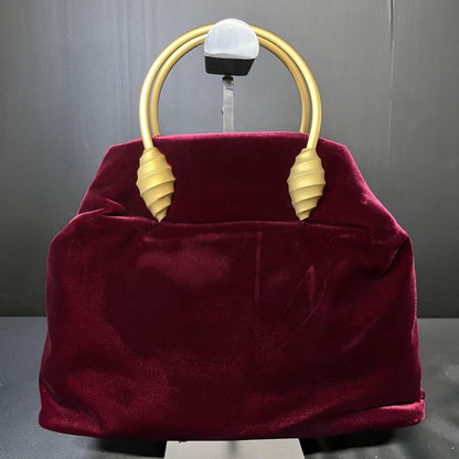 GIVENCHY Hand Bag Tote Purse Logo Velour Bordeaux Authentic