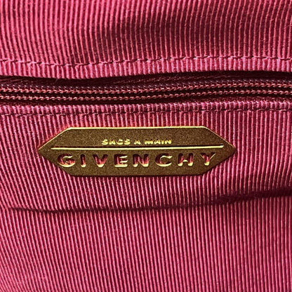 GIVENCHY Hand Bag Tote Purse Logo Velour Bordeaux Authentic