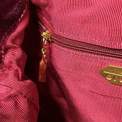 GIVENCHY Hand Bag Tote Purse Logo Velour Bordeaux Authentic